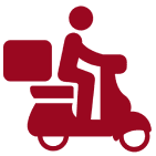 Icon of a person on a scooter delivering a package.