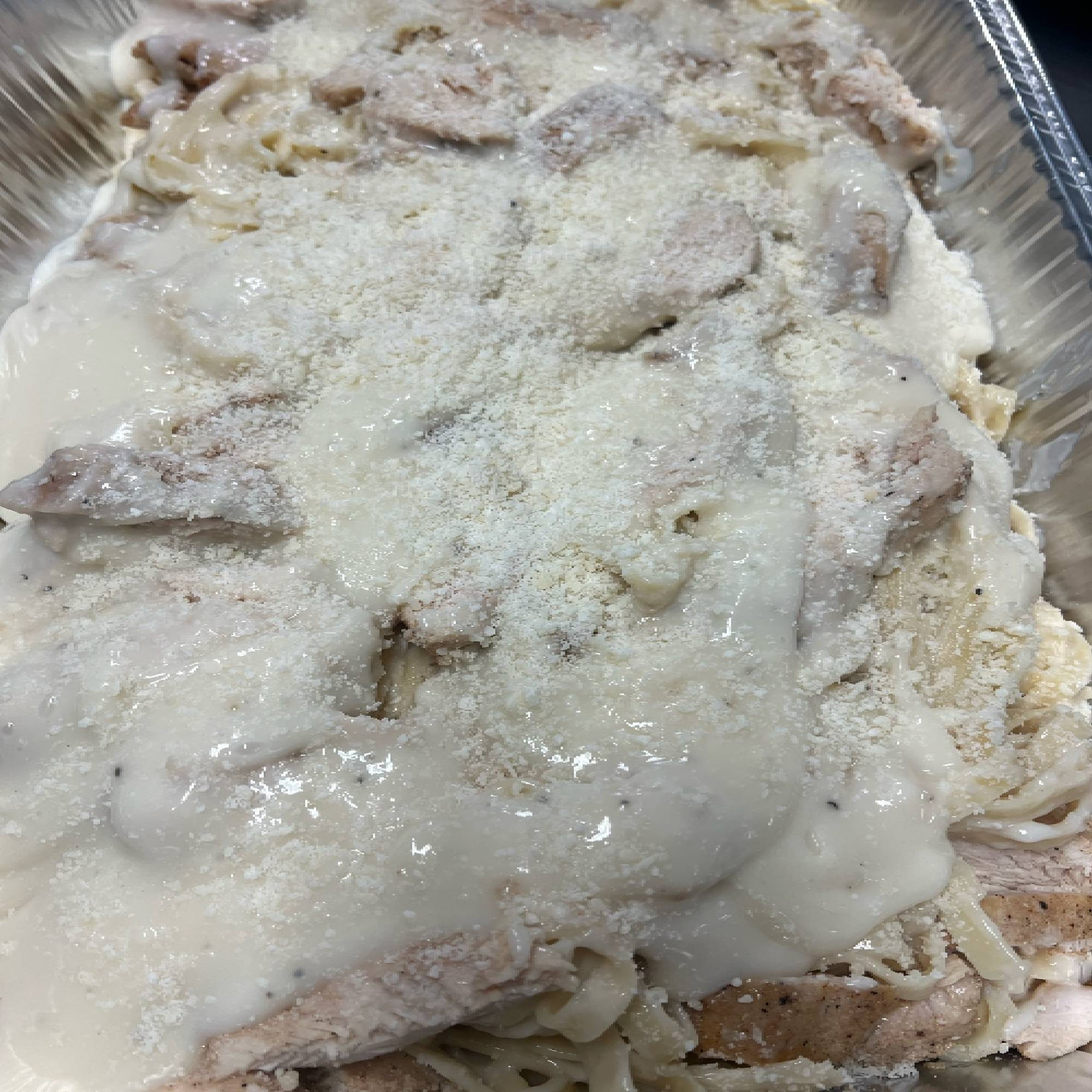 A close up of some food on top of a pan.