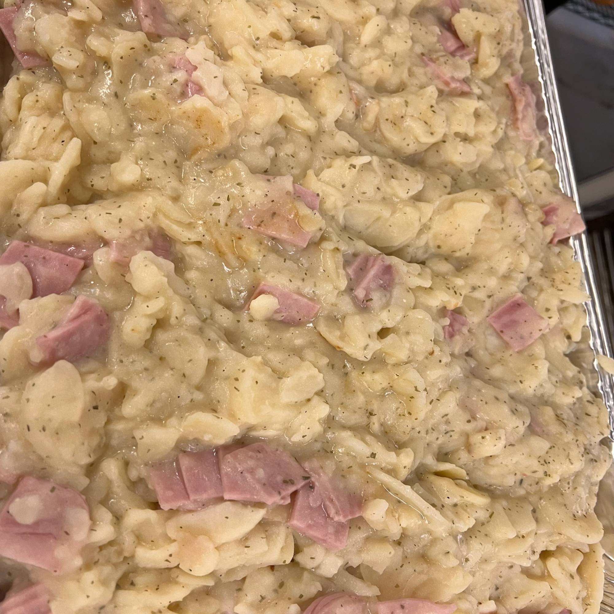 A close up of food in a pan