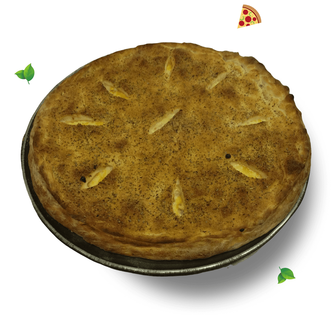 hero A pie sitting on top of a pan.